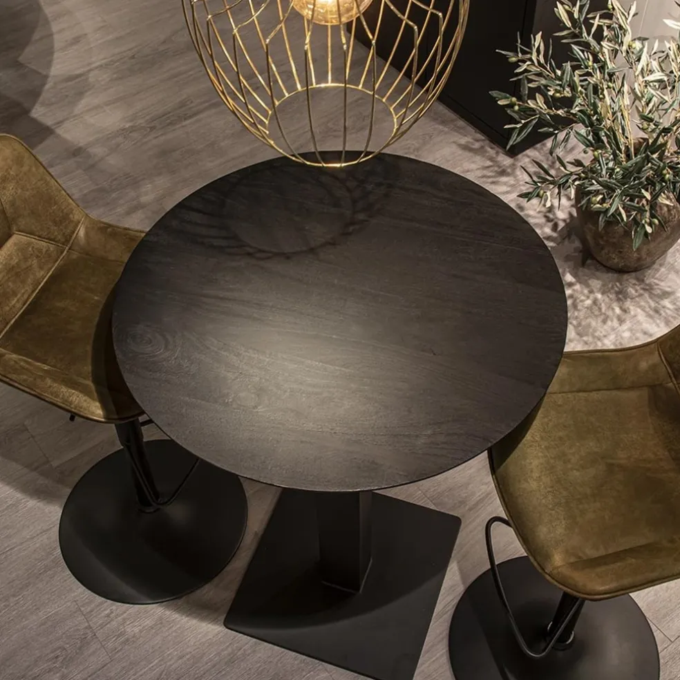 Fashion Straluma Zwart houten bartafel Ø80x105 cm