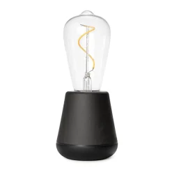 Sale Straluma Zwart houten tafellamp oplaadbaar met helder glas