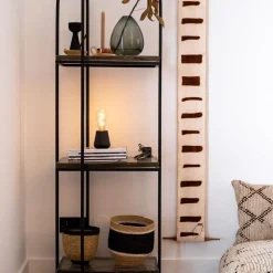 Sale Straluma Zwart houten tafellamp oplaadbaar met helder glas