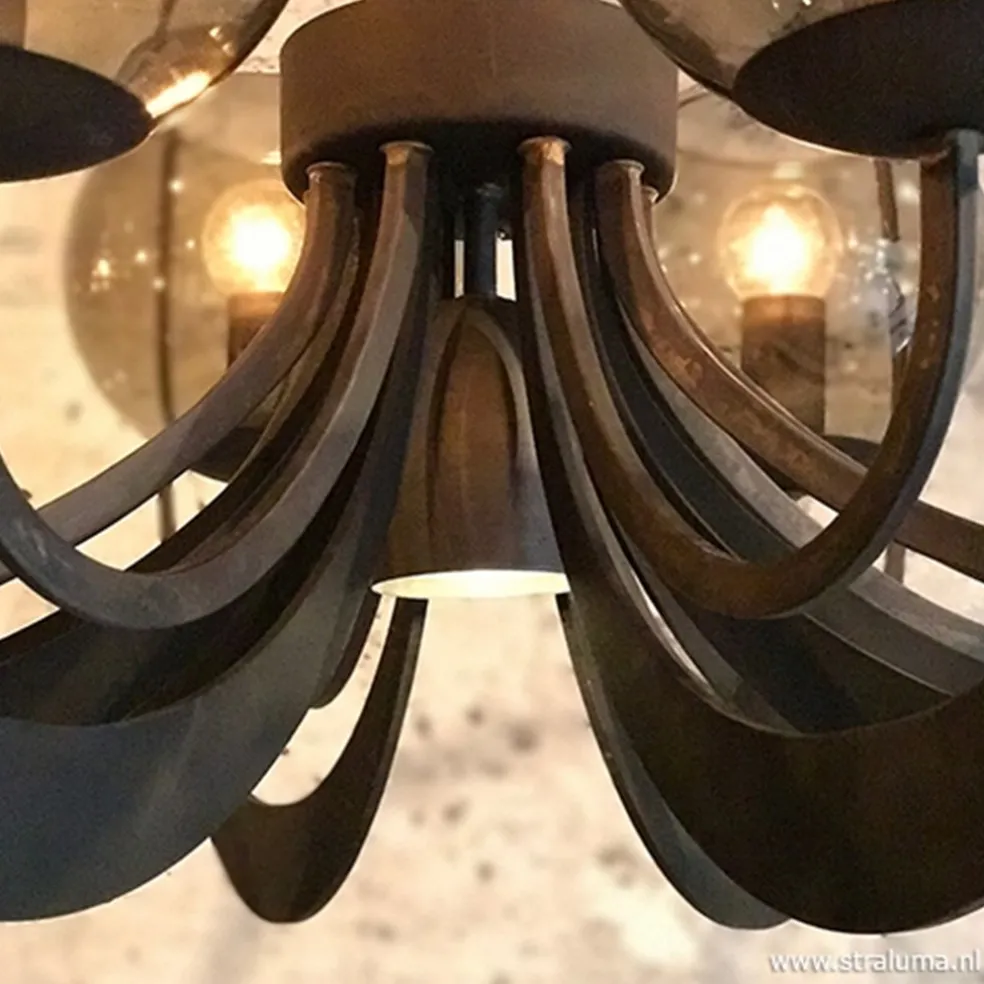 Flash Sale Straluma Zwart metalen hanglamp met smoke glas