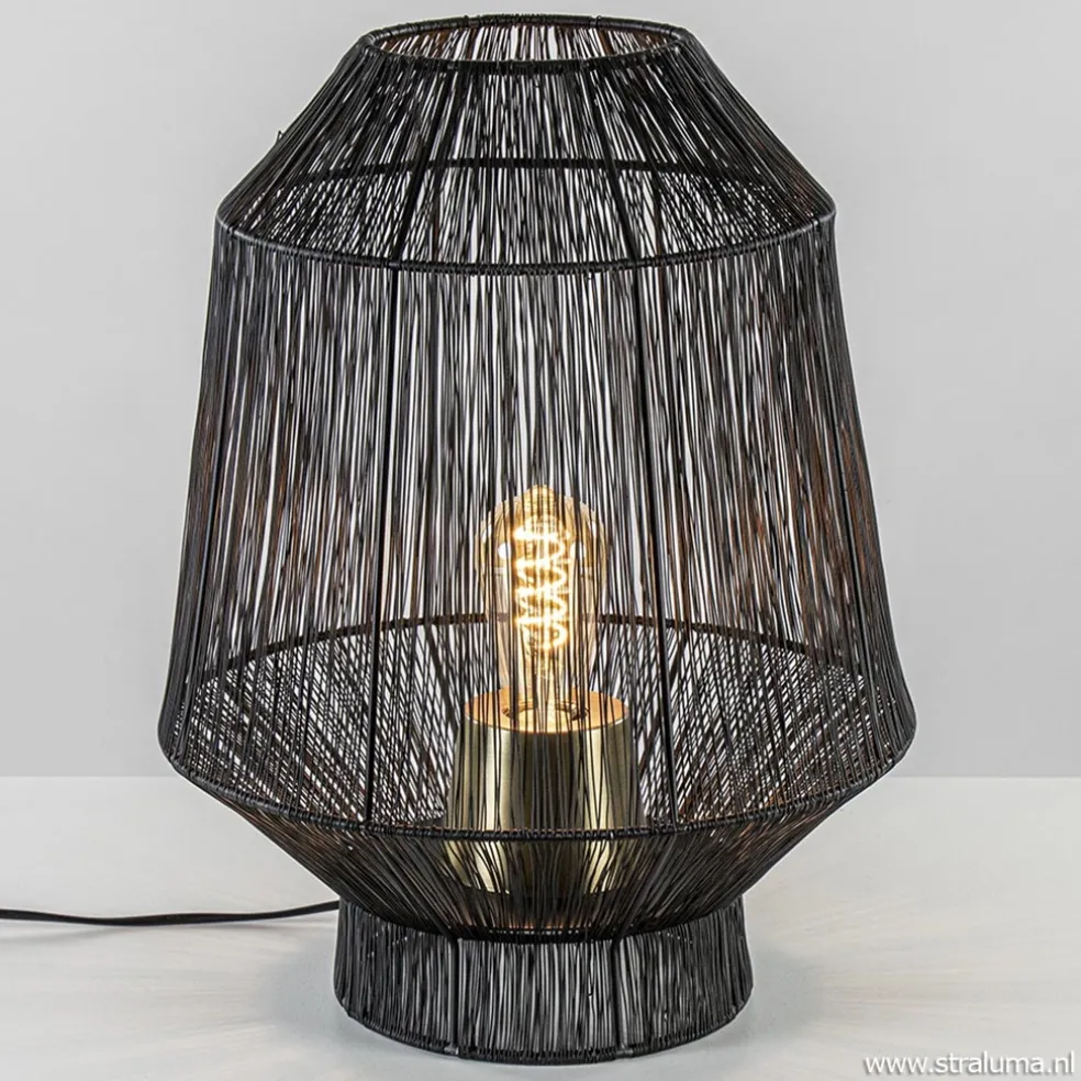 New Straluma Zwart metalen tafellamp Vitora met brons