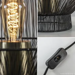 New Straluma Zwart metalen tafellamp Vitora met brons