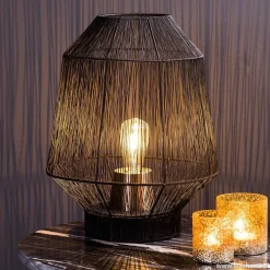 New Straluma Zwart metalen tafellamp Vitora met brons