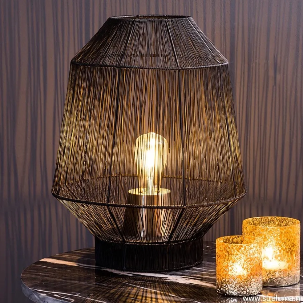 New Straluma Zwart metalen tafellamp Vitora met brons
