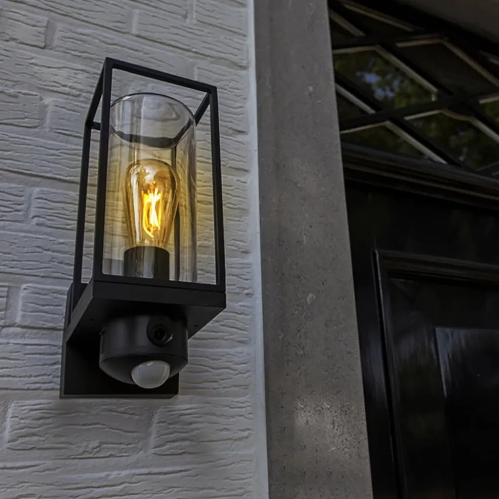 Best Sale Straluma Zwarte buitenlamp rechthoek met glas en camera