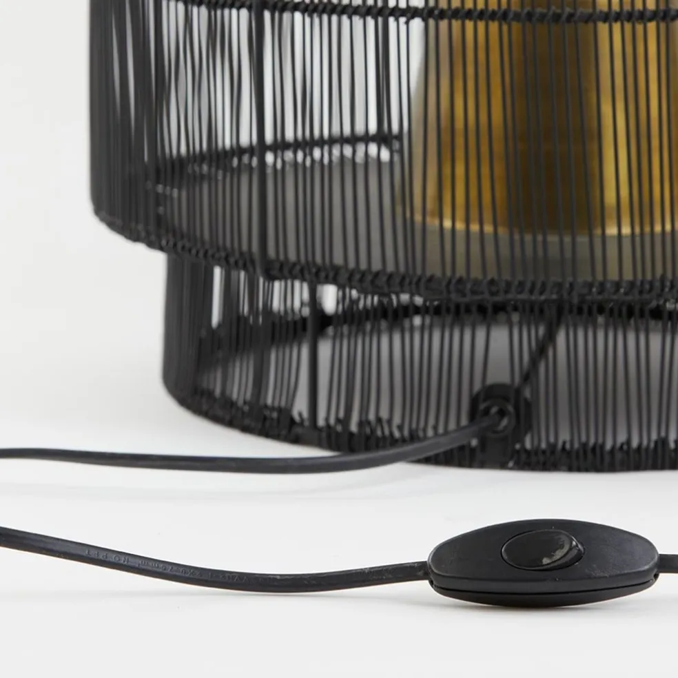 Discount Straluma Zwarte draad tafellamp met brons