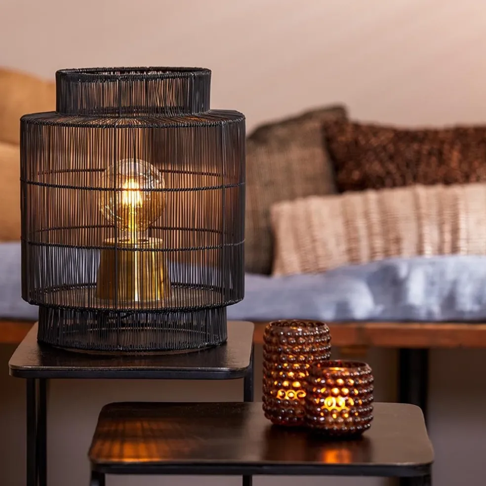 Discount Straluma Zwarte draad tafellamp met brons
