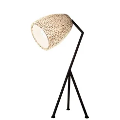 Outlet Straluma Zwarte driepoot tafellamp met witte schelpenkap