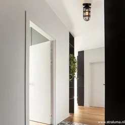 Discount Straluma Zwarte Kooi- plafondlamp met glas