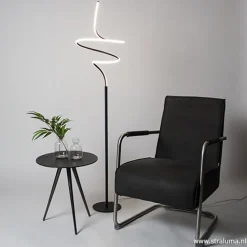 Best Straluma Zwarte krul vloerlamp LED dimbaar