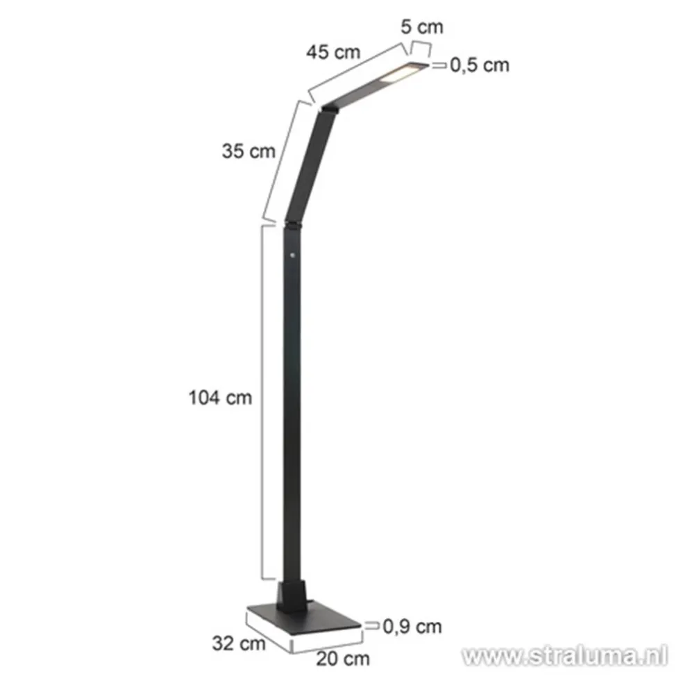 Fashion Straluma Zwarte led vloerlamp met touchdimmer