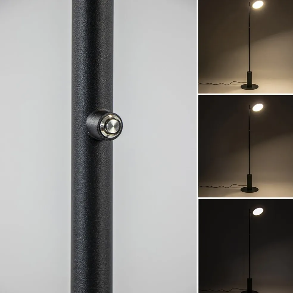 Best Straluma Zwarte LED vloerlamp 3-standen dimbaar