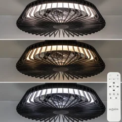 New Straluma Zwarte plafondventilator mini met dimbaar LED
