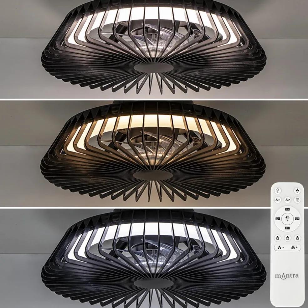 New Straluma Zwarte plafondventilator mini met dimbaar LED