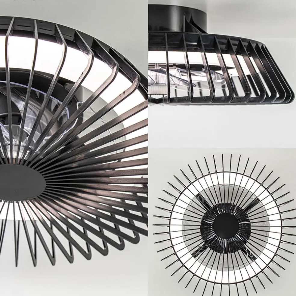 New Straluma Zwarte plafondventilator mini met dimbaar LED