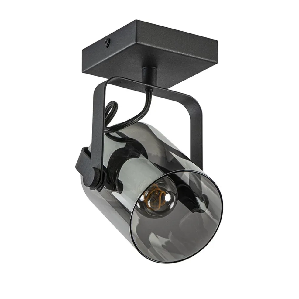 Cheap Straluma Zwarte plafond/wandlamp met titanium glas