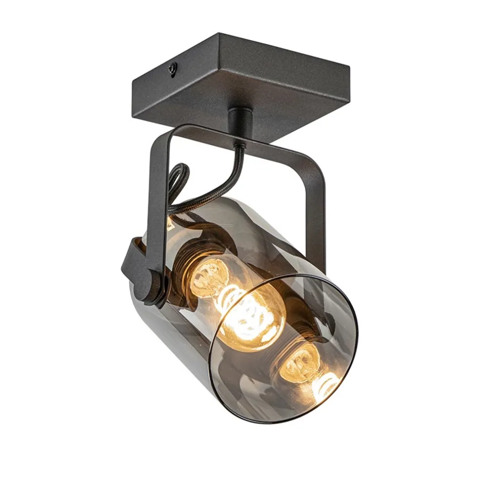 Cheap Straluma Zwarte plafond/wandlamp met titanium glas