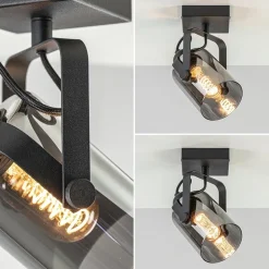 Cheap Straluma Zwarte plafond/wandlamp met titanium glas