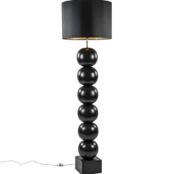 Hot Straluma Zwarte vloerlamp bollen met zwarte ronde kap