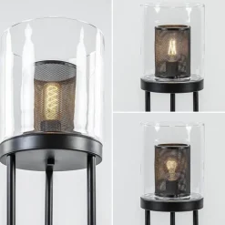 New Straluma Zwarte vloerlamp met cilinder kap helder glas