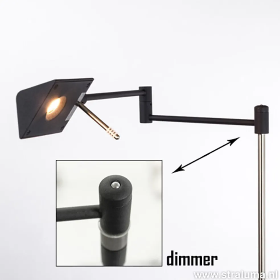 Fashion Straluma Zwarte vloerlamp-leeslamp LED dimbaar