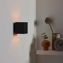 Cheap Straluma Zwarte-gouden wandlamp Xera vierkant