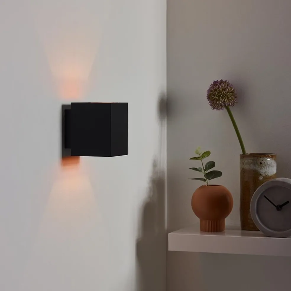 Cheap Straluma Zwarte-gouden wandlamp Xera vierkant