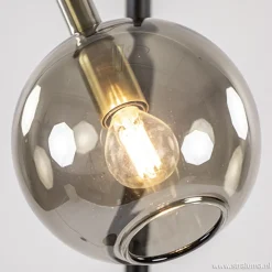 New Straluma Zwart/messing vloerlamp met smoke glas